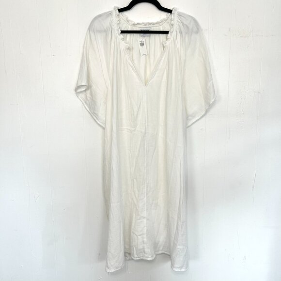 NWT Old Navy Dress White Cotton Gauze Short Flare Sleeve Ruffle 3X cg - Picture 1 of 5